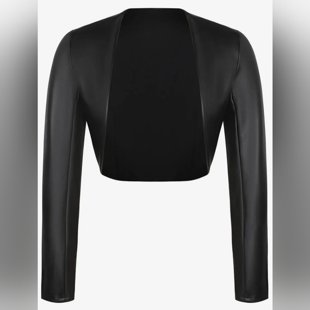 Faux Leather Bolero Jacket